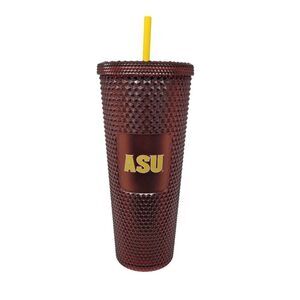 NEW Starbucks‎ 2022 ASU Maroon Red Studded Cold Cup Tumbler 24oz Arizona State